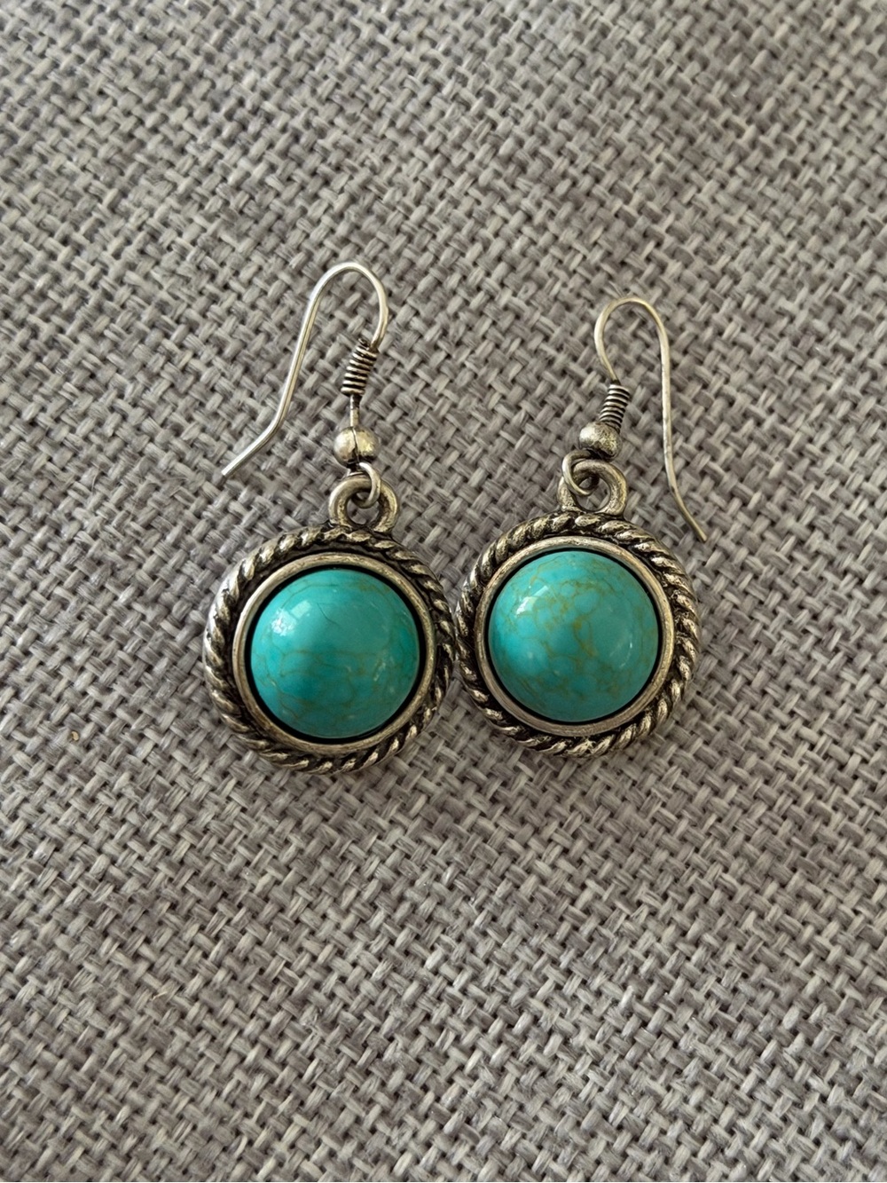 Turquoise Cabochon Drop Earrings – Boho Western Statement Jewelry